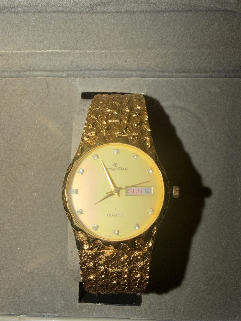 mathew tissot quartz real gold watch
